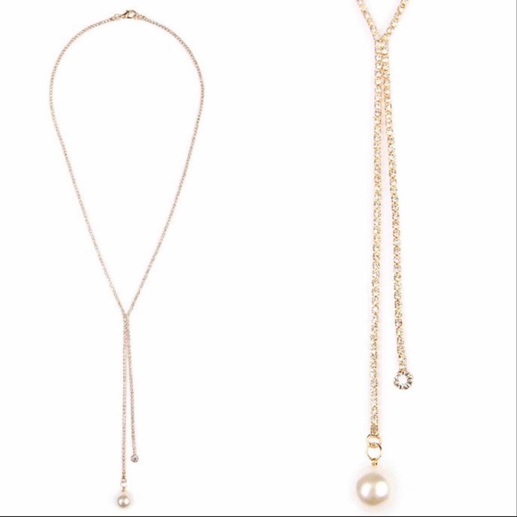 Diamanté diamonds dual lariat necklace - Picture 3 of 5